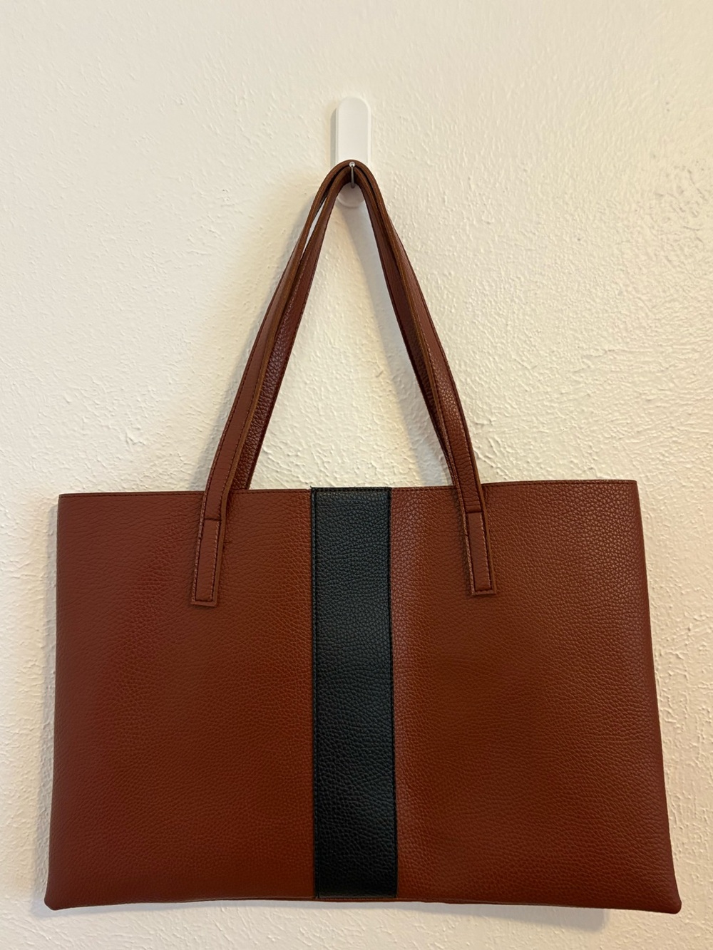 Vince Camuto Leather Luck Tote Bag, Brown with Black Stripe
